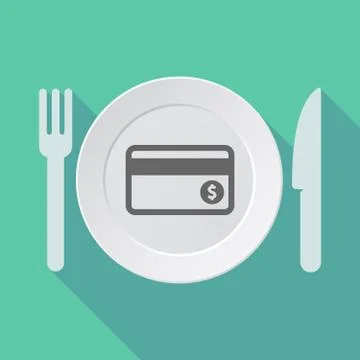 Long shadow tableware with  a credit card Stock Illustration