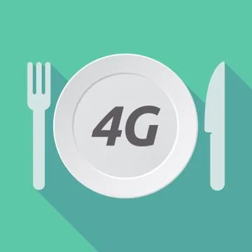 Long shadow tableware with    the text 4G Stock Illustration