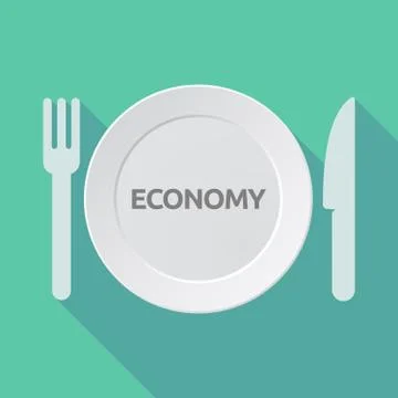 Long shadow tableware with  the text ECONOMY Stock Illustration