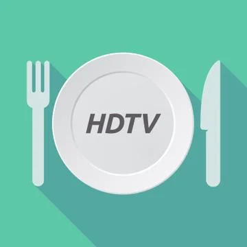 Long shadow tableware with    the text HDTV Stock Illustration