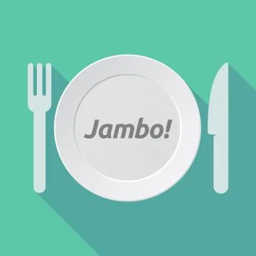 Long shadow tableware with  the text Hello! in the swahili language Stock Illustration