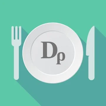 Long shadow tableware vector illustration with a drachma currency sign Stock Illustration
