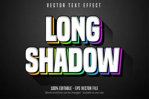 Long shadow text, multicolor style editable text effect Stock Illustration