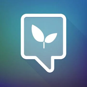 Long shadow tooltip icon on a gradient background  with a plant Stock Illustration