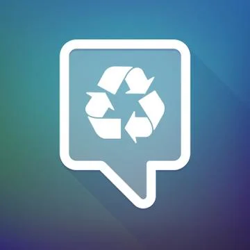 Long shadow tooltip icon on a gradient background  with a recycle sign Illustrazione stock