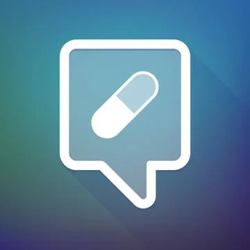Long shadow tooltip icon on a gradient background  with a pill Stockillustratie