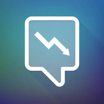 Long shadow tooltip icon on a gradient background  with a descending graph イラスト素材