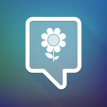 Long shadow tooltip icon on a gradient background  with a flower Illustrazione stock