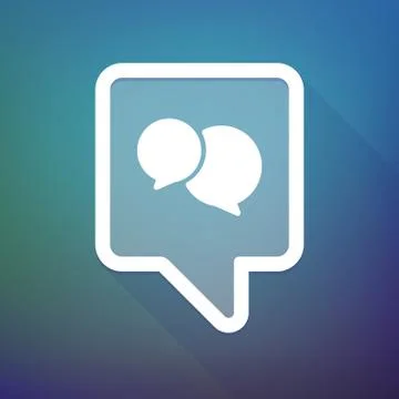 Long shadow tooltip icon on a gradient background  with  comic balloons Illustrazione stock