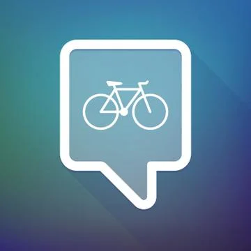 Long shadow tooltip icon on a gradient background  with a bicycle Stock Illustration