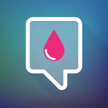 Long shadow tooltip icon on a gradient background  with a blood drop Stock Illustration