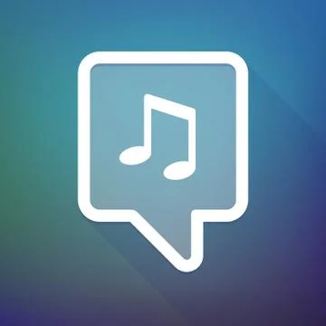 Long shadow tooltip icon on a gradient background  with a note music Stockillustratie