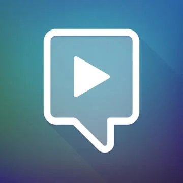 Long shadow tooltip icon on a gradient background  with a play sign Stockillustratie