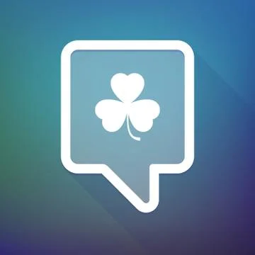Long shadow tooltip icon on a gradient background  with a clover Illustrazione stock
