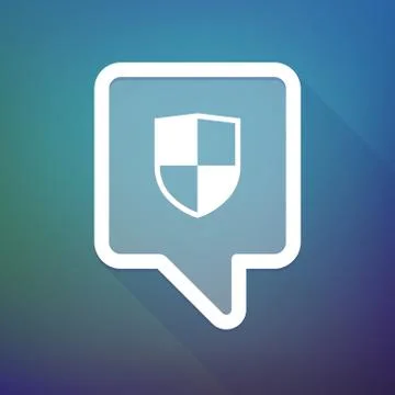 Long shadow tooltip icon on a gradient background  with a shield Illustrazione stock