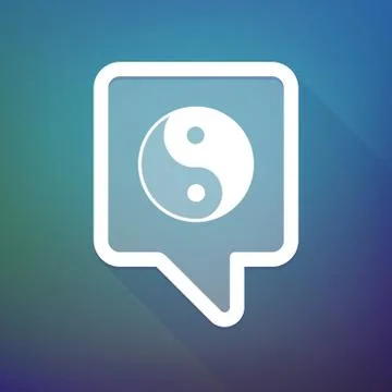 Long shadow tooltip icon on a gradient background  with a ying yang Stock Illustration