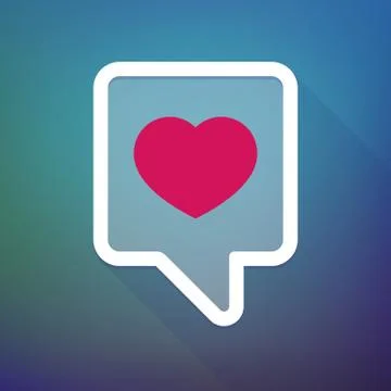 Long shadow tooltip icon on a gradient background  with a heart Illustrazione stock