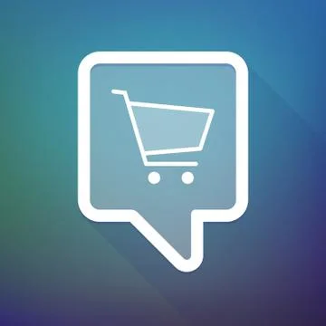 Long shadow tooltip icon on a gradient background  with a shopping cart Stock Illustration