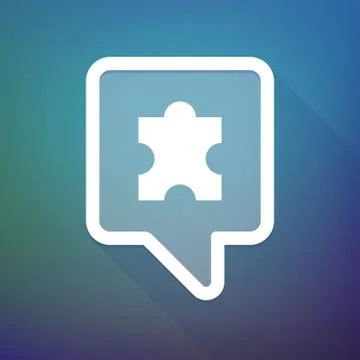 Long shadow tooltip icon on a gradient background  with a puzzle piece Illustrazione stock