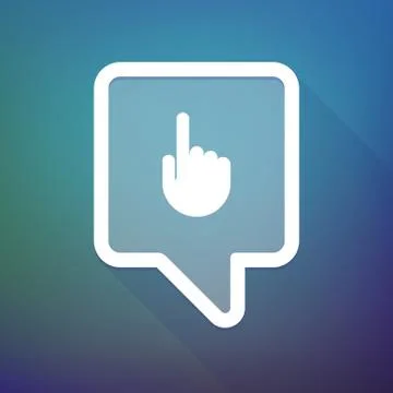 Long shadow tooltip icon on a gradient background  with a pointing hand Stockillustratie