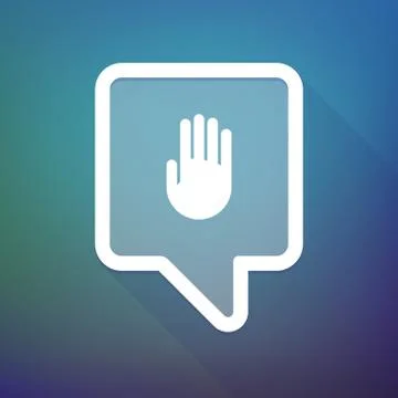 Long shadow tooltip icon on a gradient background  with a hand Stockillustratie