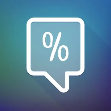 Long shadow tooltip icon on a gradient background  with a discount sign Illustrazione stock