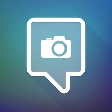 Long shadow tooltip icon on a gradient background  with a photo camera 库存插图