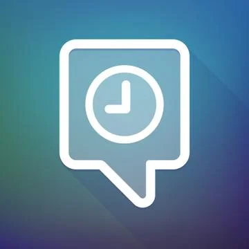 Long shadow tooltip icon on a gradient background  with a clock Illustrazione stock