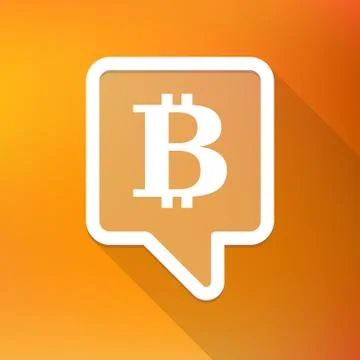 Long shadow tooltip icon on a gradient background  with a bit coin sign Illustrazione stock