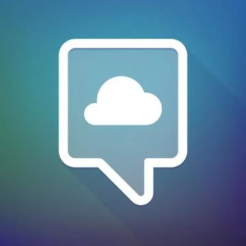 Long shadow tooltip icon on a gradient background  with a cloud 库存插图