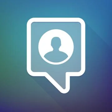 Long shadow tooltip icon on a gradient background  with a male avatar Illustrazione stock