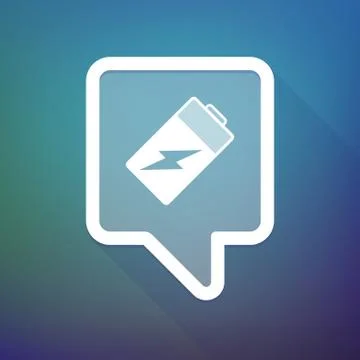 Long shadow tooltip icon on a gradient background  with a battery Illustrazione stock