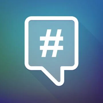 Long shadow tooltip icon on a gradient background  with a hash tag Stockillustratie