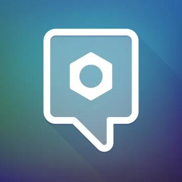 Long shadow tooltip icon on a gradient background  with a nut 库存插图