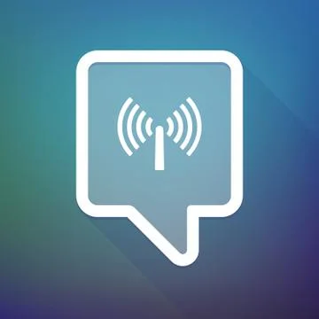 Long shadow tooltip icon on a gradient background  with an antenna Illustrazione stock