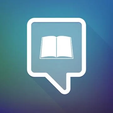 Long shadow tooltip icon on a gradient background  with a book Illustrazione stock