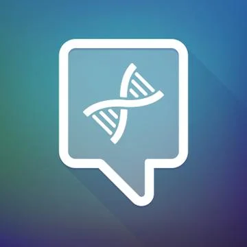Long shadow tooltip icon on a gradient background  with a DNA sign Illustrazione stock