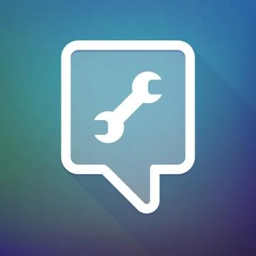 Long shadow tooltip icon on a gradient background  with a wrench Stock Illustration
