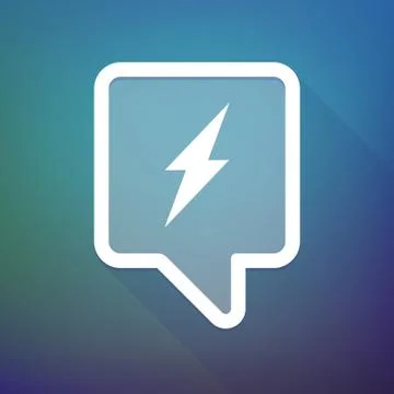 Long shadow tooltip icon on a gradient background  with a lightning Illustrazione stock