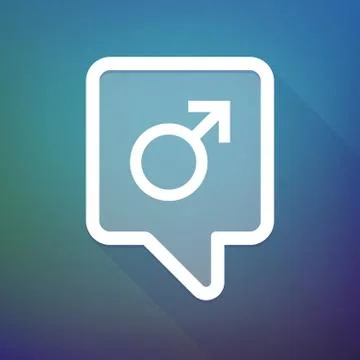 Long shadow tooltip icon on a gradient background  with a male sign Stockillustratie