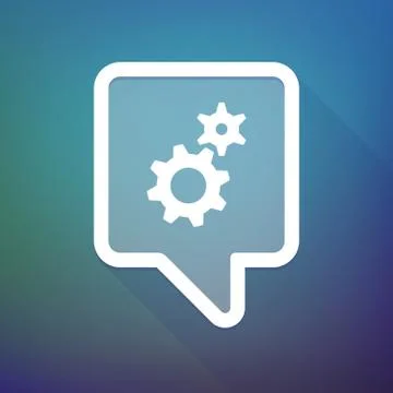 Long shadow tooltip icon on a gradient background  with two gears Stock Illustration