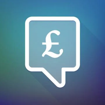 Long shadow tooltip icon on a gradient background  with a pound sign Stockillustratie
