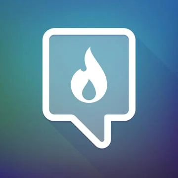 Long shadow tooltip icon on a gradient background  with a flame Illustrazione stock