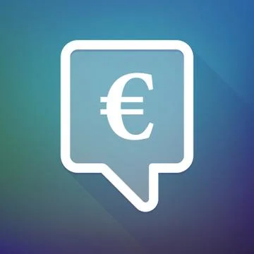 Long shadow tooltip icon on a gradient background  with an euro sign Stockillustratie