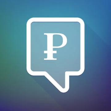 Long shadow tooltip icon on a gradient background  with a ruble sign Illustrazione stock
