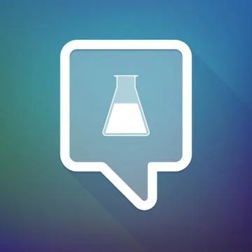 Long shadow tooltip icon on a gradient background  with a flask Illustrazione stock