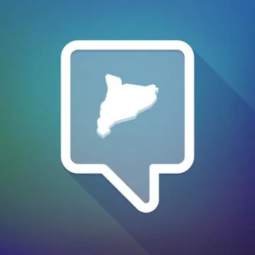 Long shadow tooltip icon on a gradient background  with  the map of Catalonia Illustrazione stock