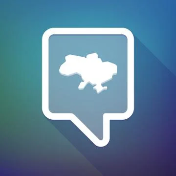 Long shadow tooltip icon on a gradient background  with  the map of Ukraine Illustrazione stock