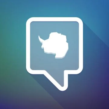 Long shadow tooltip icon on a gradient background  with  the map of  Antarcti Stock Illustration