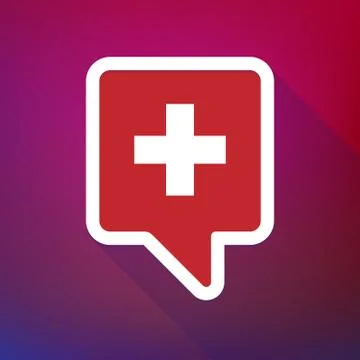 Long shadow tooltip icon on a gradient background  with   the Swiss flag Stockillustratie